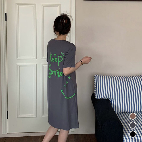 스마일 캡내장 브라캡 노브라 원피스 여름 반팔 임산부 빅사이즈 잠옷 홈웨어 파자마