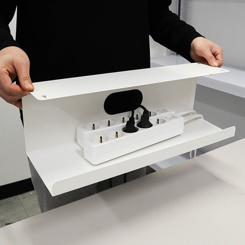 무타공 멀티탭 선반 거치대 콘센트 가리개 트레이 보관함 케이블 컴퓨터 책상 선정리 중형